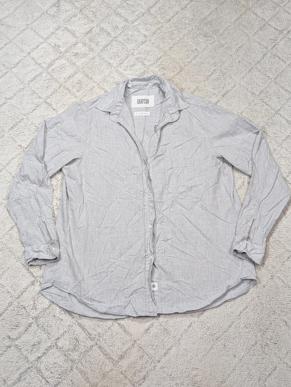Grayson Shirt Womens 3 M Gray The Hero Cotton Button Down Long Sleeve Classic